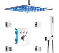 Rubinetti, Rubinetto/Serpone, Doccia a LED Set di rubinetti per doccia statica Set combinato doccia a parete da 12 pollici Set combinato miscelatore pioggia con soffione doccia a pioggia, Doccia a LE