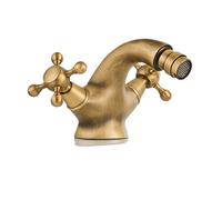 Rubinetti Stile Antico Rubinetto for Bidet Antico G1/2, Due Maniglie girevoli in Ceramica, Miscelatore for lavabo da Bagno, in Ottone, monoforo, Montato sul Ponte(Antique)