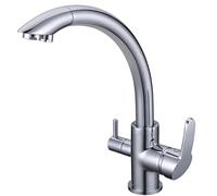 Rubinetto 3 Vie per Depuratore Acqua per Osmosi Inversa Miscelatore 3 in 1 Acqua filtrata Calda e Fredda, Acciaio Cromato Girevole 360°, Doppio Canale Separato