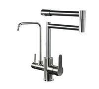 Rubinetto a 3 vie per cucina e bagno, miscelatore a doppia maniglia in acciaio inox spazzolato, design moderno, risparmio idrico, facile installazione, ideale per la ristrutturazione domestica