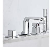 Rubinetto A 4 Fori Doccia Estraibile for Vasca Multifunzione Acqua Calda E Fredda Cromato