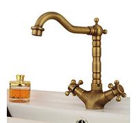 Rubinetto a cascata alto in ottone anticato, stile retrò, per bagno e cucina, elegante beccuccio da banco per elegante decorazione della casa, design vintage per interni moderni