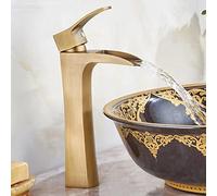 Rubinetto a cascata for lavabo da bagno Antico, ottone massiccio, miscelatore for lavabo caldo e freddo, rubinetto for lavabo da bagno monocomando a cascata, alto