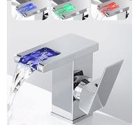 Rubinetto a cascata in ottone a LED per lavabo per acqua calda fredda miscelatore gru lavello rubinetto cambia colore alimentato da rubinetti del flusso d'acqua (SLT096L-C)