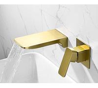 Rubinetto a Cascata in Ottone, Rubinetto for lavabo a Parete, Miscelatore for Acqua Calda e Fredda, rubinetti for lavabo da Bagno, Oro Spazzolato/Nero/Cromo/Oro(Brushed Gold)