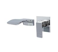 Rubinetto a cascata per lavabo da bagno, miscelatore caldo/freddo, design moderno in argento diviso, elegante installazione sotto il bancone per una decorazione elegante della casa