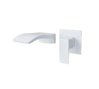 Rubinetto a cascata per lavabo da bagno, miscelatore nascosto per acqua calda e fredda, design elegante in argento diviso, moderno montaggio sotto il bancone per un elegante arredamento da bagno