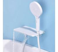 Rubinetto a Cascata per Vasca da Bagno con Doccino Bianco Ottone Rubinetto Doccia da Muro-Bianco