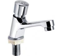 Rubinetto a chiusura automatica cromato con ritardo temporizzato per il risparmio idrico, rubinetto per lavabo compatibile con cucina, bagno