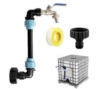 Rubinetto a collo di cigno IBC 3/4",Adattatore Cisterna IBC Tubo di Prolunga da 25 cm,IBC S60 x 6 Adattatore con Rubinetto in Ottone, Accessorio per Serbatoio dell'Acqua Piovana da 1000 L