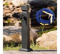 Rubinetto a colonna d'acqua da giardino autoportante - Idrante per esterni nero per irrigazione e irrigazione con pistola a spruzzo booster da 10 m, connettore per tubo da giardino durevole