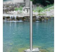 Rubinetto a colonna d'acqua da giardino, fontana decorativa per esterni, autoportante, in acciaio inox, resistente al gelo, per irrigazione (argento, 4,13 x 86 cm)