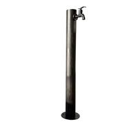 Rubinetto a colonna d'acqua da giardino, verticale, cilindrico, in acciaio inox 304, supporto per tubo con fontana decorativa per irrigazione e irrigazione (nero 8)
