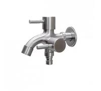 Rubinetto a doppia uscita da 1/2" for lavatrice, rubinetto a doppio controllo, for bidet, un'entrata e due uscite, raccordo for lavabo del bagno(Silver)