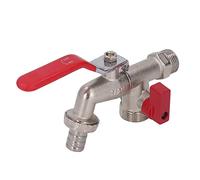 Rubinetto a Doppia Valvola 1 in 2 Out Tubo per Lavatrice Sfera in Lega di Zinco in Accessori Giardino Placca 1/2 Pollice 3/4 Pollice per Tubi Dell'acqua, Valvola della