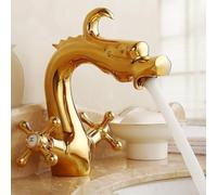Rubinetto a forma di drago, rubinetto da bagno in ottone con cartuccia in porcellana e doppie maniglie per una regolazione precisa del flusso e della temperatura