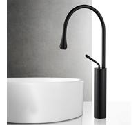 Rubinetto a goccia d'acqua in stile europeo, rubinetto rotante per bagno, rubinetto per lavabo caldo e freddo, rubinetto miscelatore per acqua calda e fredda (nero, L)