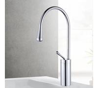 Rubinetto a goccia d'acqua in stile europeo, rubinetto rotante per bagno, rubinetto per lavabo caldo e freddo, rubinetto miscelatore acqua calda e fredda (argento S)