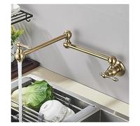 Rubinetto a Monte della Parete della Cucina, Rubinetto dell'Acqua Fredda a Doppio Interruttore, Rubinetto Pieghevole a 360 Gradi (Oro Spazzolato)