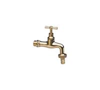 Rubinetto a muro con portagomma in ottone bronzo lucido