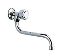 Inbagno Rubinetto a Muro in Ottone Cromato, 20.5 cm X 20H cm, con Attacco 1/2" e Canna Lunga a S