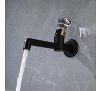 Rubinetto a Muro Lavandino Bagno Solo Acqua Fredda Monoforo Set Rubinetti Bagno in Ottone,nero