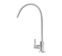 Rubinetto a osmosi inversa a collo di cigno per sistema di filtraggio dell'acqua sotto il lavandino, rubinetto dell'acqua potabile in acciaio inossidabile 304 con attacco da 1/4", finitura argento