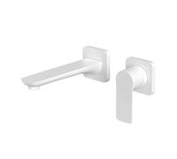 Rubinetto a parete a doppio foro Rubinetto miscelatore in ottone per lavabo da bagno Design a maniglia singola moderna finitura bianca ed elegante apparecchio da bagno