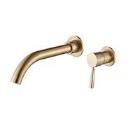 Rubinetto a parete girevole a 360° in ottone nero opaco con maniglia singola for acqua calda e fredda, rubinetto in oro bianco per vasca da bagno, bagno(Brush Gold 15 cm)