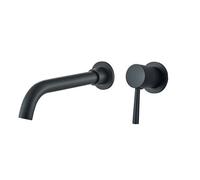 Rubinetto a parete girevole a 360° in ottone nero opaco con maniglia singola for acqua calda e fredda, rubinetto in oro bianco per lavabi da vasca(Brush Gold 26 cm)