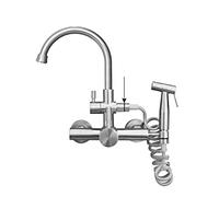 Rubinetto a parete Miscelatore caldo e freddo in acciaio inossidabile Lavello da cucina Lavabo Lavanderia Piscina Balcone Uso Alimentazione idrica Universale Facile installazione