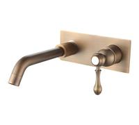 Rubinetto A Parete Per Lavatoio Rubinetto Da Incasso In Rame Caldo E Freddo Pre-Incorporato Lavabo A Muro Lavabo Bagno Rubinetto Per Lavabo Casa Pannello Marrone