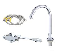 Rubinetto a pedale per lavello, per laboratorio, ospedale, cucina, in lega di zinco, miscelatore touchless, valvola a pedale per acqua, controllo dell'igiene, uso commerciale, argento (D)