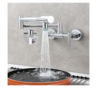 Rubinetto a riempimento for vaso in ottone 2 fori monte a parete pieghevole cucina calda e freddo rubinetto 3 maniglie rubinetti,Senza Perdite(Chrome 2 Function)