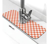 Rubinetto a scacchiera bianco e arancione per lavello da cucina assorbente ad asciugatura rapida protezione contro gli spruzzi bel tappeto di drenaggio per lavello da cucina