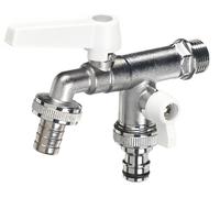 Rubinetto a Sfera Doppio per Fontana da Giardino con Leve Colorate Belfer RUB/027 Bianco