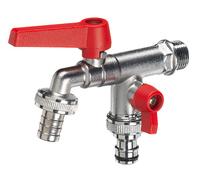 Rubinetto a Sfera Doppio per Fontana da Giardino con Leve Colorate Belfer RUB/027 Rosso