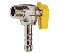 Rubinetto a Sfera per Gas attacco M 1/2 con Portagomma in ottone sbiancato