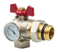 Rubinetto a Sfera Pesante a Gomito - per Installazioni Sanitarie E Di Riscaldamento - Con Raccordo a Giunzione E Termometro - Maniglia Ergonomica in Alluminio per Un Controllo Preciso Del Flusso