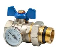 Rubinetto a Sfera Pesante Dritto - per Installazioni Sanitarie E Di Riscaldamento - Con Raccordo a Giunzione E Termometro - Maniglia Ergonomica in Alluminio per Un Controllo Preciso Del Flusso
