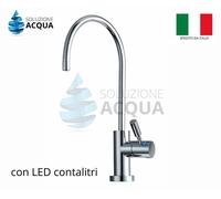 RUBINETTO ACQUA 1 VIA CON LED CONTALITRI CROMATO OSMOSI INVERSA DEPURATORI ACQUA