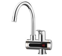 Rubinetto Acqua Elettrico Scaldabagno elettrico istantaneo senza serbatoio con rubinetto da cucina, scaldabagno display della temperatura(Silver Under Type)
