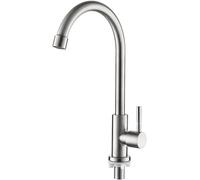 Rubinetto Acqua Fredda Monocomando Cucina Lavello, Grigio Inox Leva Laterale