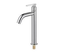 Rubinetto Alto Lavabo Cromo Acqua Fredda Miscelatore Monocomando Lavello per Bagno in Ottone,Cromo Placcato