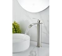 Rubinetto alto per lavabo: rubinetto da bagno a cascata, miscelatore monocomando per rubinetto freddo e caldo, nichel spazzolato