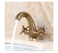 Rubinetto Antico Lavello in Bronzo Rubinetti per Acqua Calda e Fredda del Bagno Doppia Maniglia Miscelatore per lavabo V-intage Stile, Rubinetto per lavello della Cucina