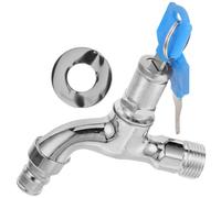 Rubinetto Antifurto con Chiave, 1/2 Pollice, Lega Argento | Blocco con Chiave, Comando Monoleva, per Tubo 1/2 Pollice e Ingresso Lavatrice
