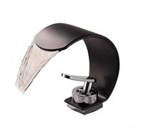 Rubinetto artistico a cascata per lavabo a forma di serpente, monocomando, per lavelli nero, oro, bianco, facile installazione (nero cromo)