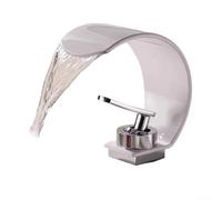 Rubinetto artistico a cascata per lavabo a forma di serpente, monocomando, per lavelli nero, oro, bianco, facile installazione (bianco cromo)