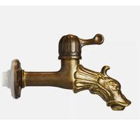 RUBINETTO ARTISTICO FONTANA ESTERNO GIARDINO LEONE DRAGO IN OTTONE 1/2" LEVA